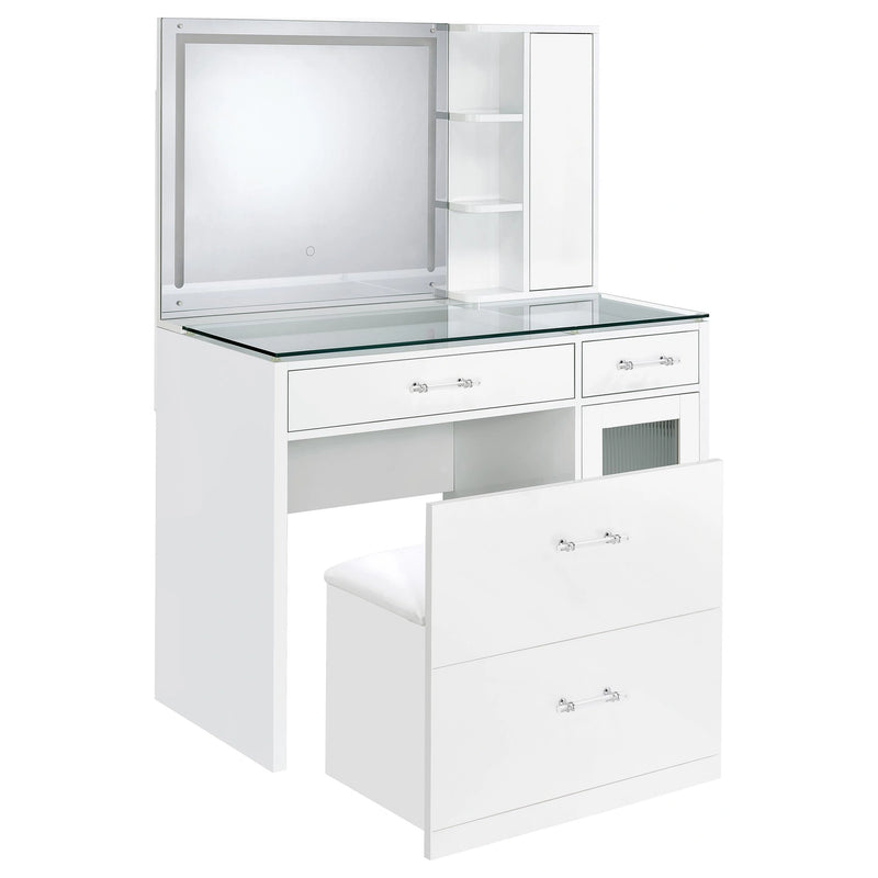 Flora Makeup Vanity Table with LED Mirror and Stool