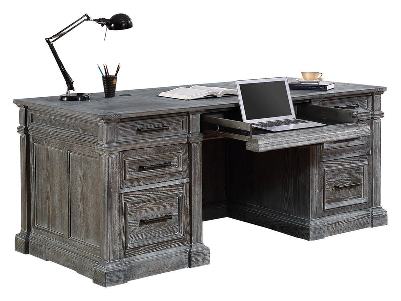 Parker House Gramercy Park Double Pedestal Executive Desk in Vintage Burnished Smoke-3