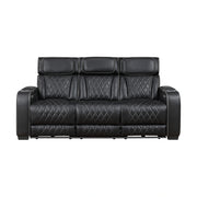 Fairway-Power Double Reclining Sofa with Center Drop-Down Cup Holders, Power Headrests, Storage Arms(Top and Side), Cup holders and Reading Lights, Two Wireless Chargers, Charging Ports and LED Lighting image