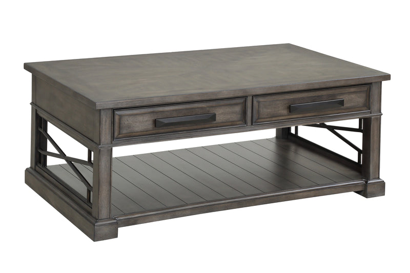 Parker House Sundance - Smokey Grey Cocktail Table with 2 Chairside Tables and Console Table with 3 Stools