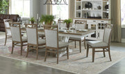 Parker House Americana Modern Dining Extendable Trestle Table with 8 Upholstered Chairs
