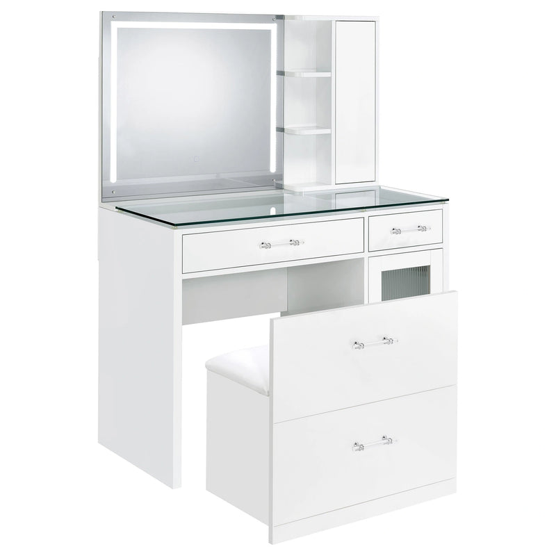 Flora Makeup Vanity Table with LED Mirror and Stool