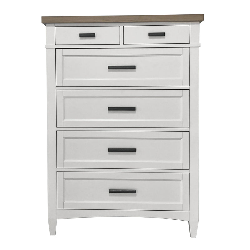 Parker House Americana Modern Bedroom Queen Shelter Bed 2 Nightstands Dresser with Mirror and Chest