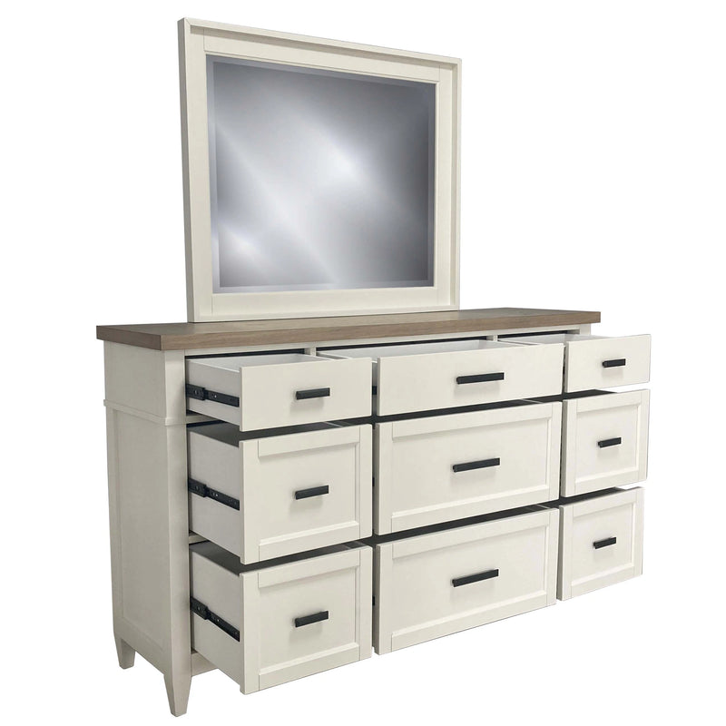 Parker House Americana Modern Bedroom King Shelter Bed 2 Nightstands Dresser with Mirror and Chest