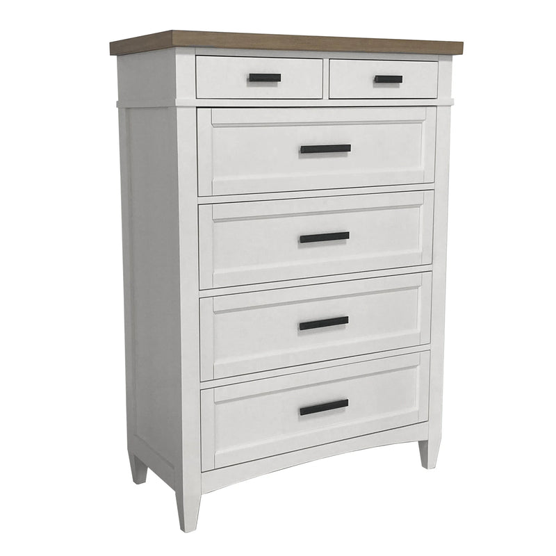 Parker House Americana Modern Bedroom King Shelter Bed 2 Nightstands Dresser with Mirror and Chest
