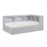 Orion-(4) Twin Bookcase Corner Platform Bed with Twin Trundle image