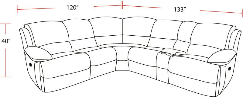 Parker Living Spartacus - Black 6 Piece Modular Power Reclining Sectional with Power Adjustable Headrests