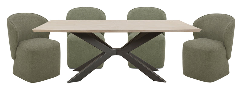 Parker House Crossings - Monaco Dining 86 In. Rectangular Dining Table With 4 Upholstered Chairs - DMON-5PC-86REC-DBGO-QMSG