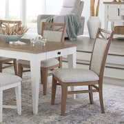 Parker House Americana Modern Dining 48 inch Round Extendable Dining Table and 4 Upholstered Chairs