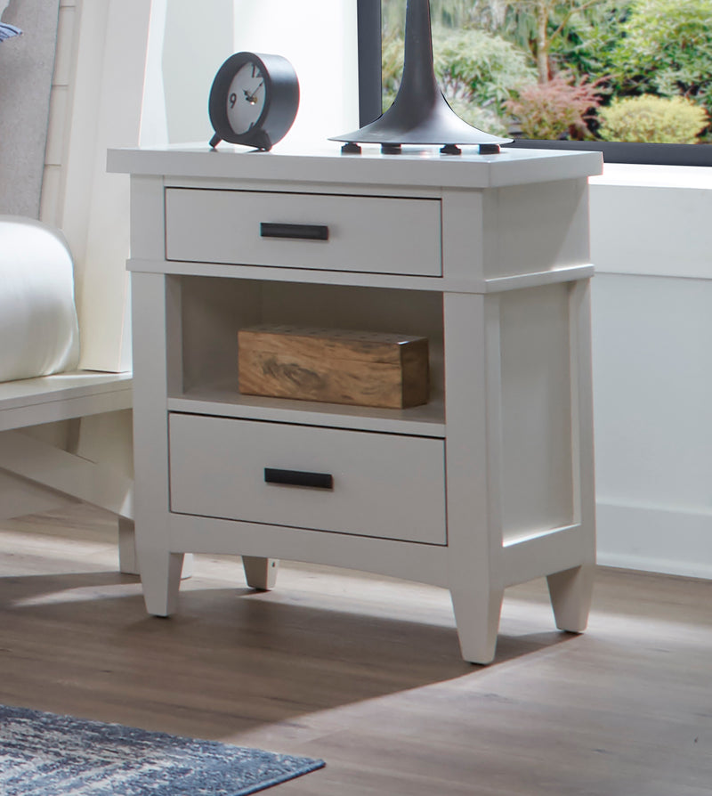 Parker House Americana Modern Bedroom King Shelter Bed with 2 Nightstands and Dresser with Mirror