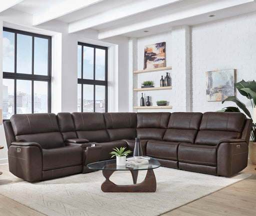 Parker Living Easton - Steamboat Brown 6 Piece Zero Gravity Power Reclining Sectional with Power Adjustable Headrests