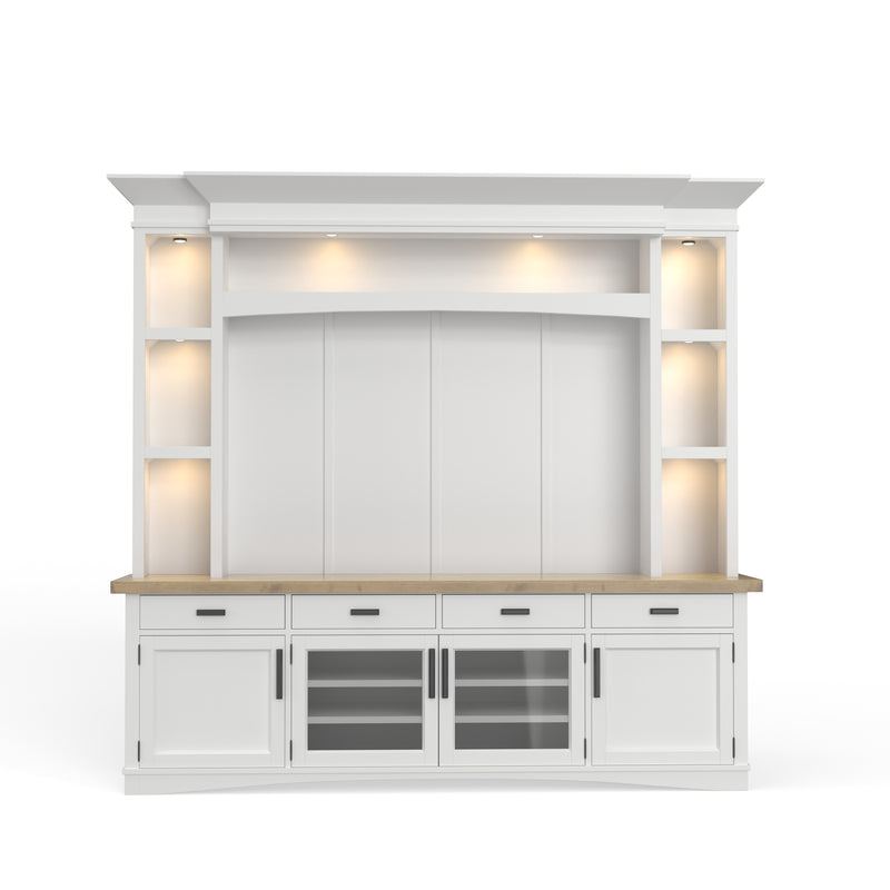 Parker House Americana Modern 92 Inch TV Console with Hutch Back Panel and LED Lights