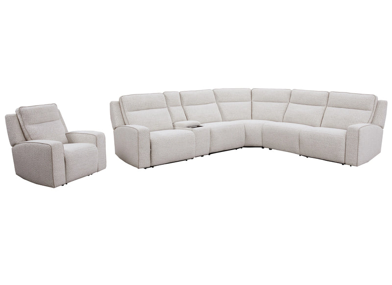Parker Living Lancaster - Fluffy River Rock 6 Piece Zero Gravity Power Reclining Sectional with Power Adjustable Headrests