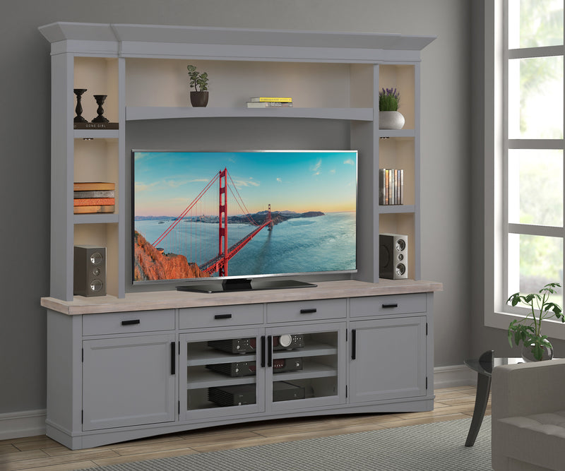 Parker House Americana Modern - Dove 92 In. TV Console with Hutch and LED Lights