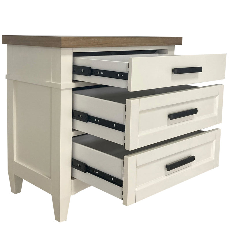 Parker House Americana Modern Bedroom 3 Drawer Nightstand with Charging Station