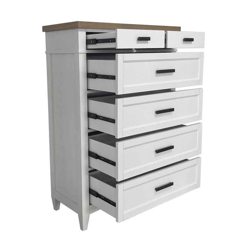 Parker House Americana Modern Bedroom Queen Shelter Bed 2 Nightstands Dresser with Mirror and Chest