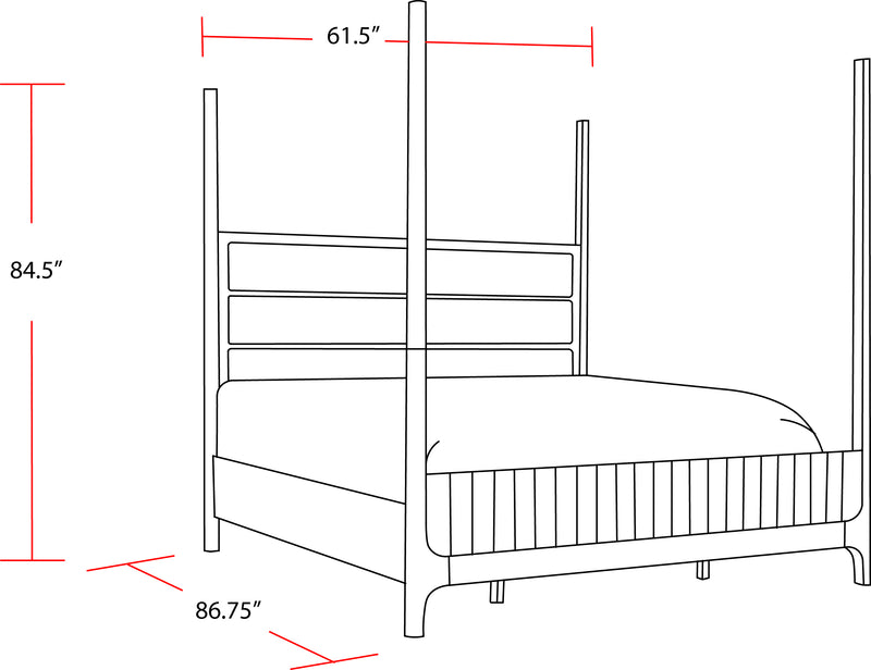 Parker House Escape - Bedroom Queen Poster Bed with 2 Nightstands