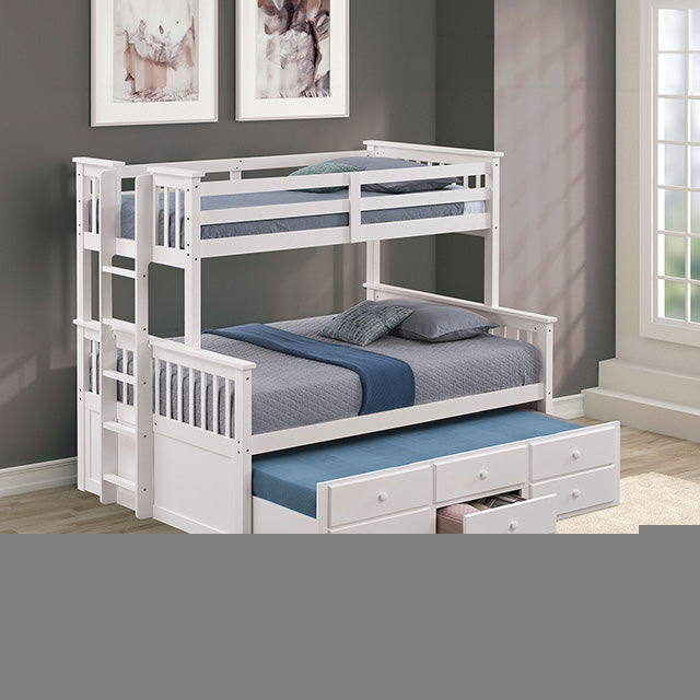 University Twin/Full Bunk Bed Grey, Walnut, & White