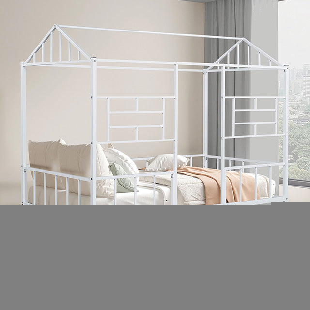 Rhonda Twin Loft Bed White, Silver, & Black