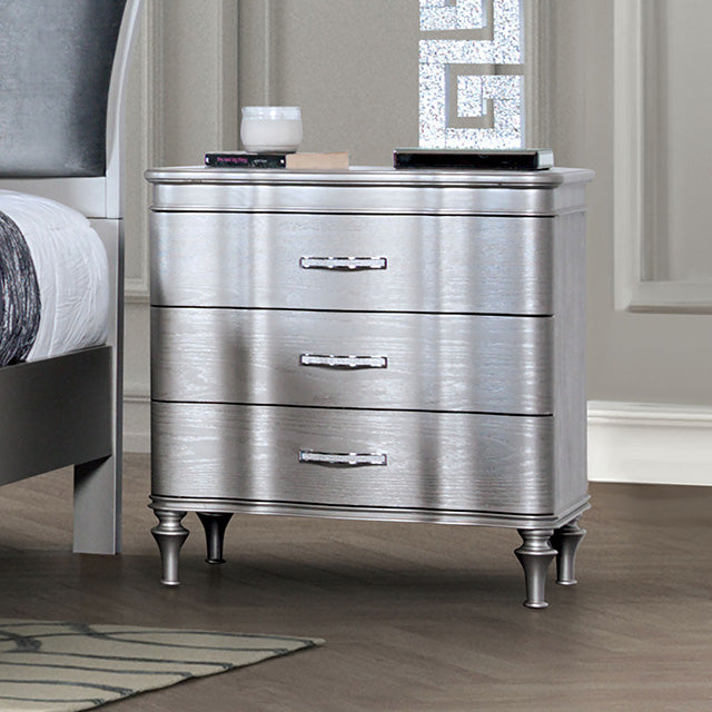 silver dresser and night stand Maza Transitional Silver Wood 2-Piece Nightstand and Dresser Set with USBs by Furniture of America - Bed Bath & Beyond
