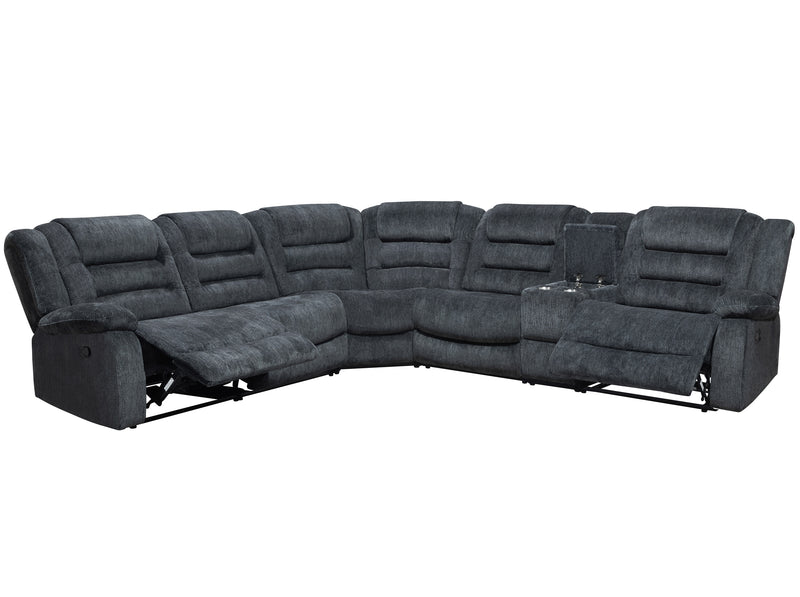 Parker Living Bolton - Misty Storm 6 Piece Modular Reclining Sectional and Entertainment Console