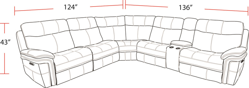 Parker Living Mason - Charcoal 6 Piece Modular Power Reclining Sectional with Power Adjustable Headrests