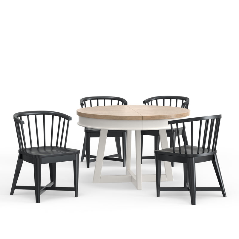 Parker House Americana Modern Dining 48-66 inch Round Dining Table and 4 Black Barrel Chairs