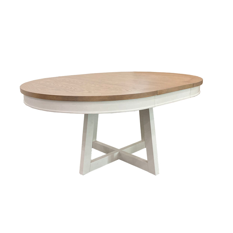 Parker House Americana Modern Dining 48 inch Round Extendable Dining Table and 4 Upholstered Chairs