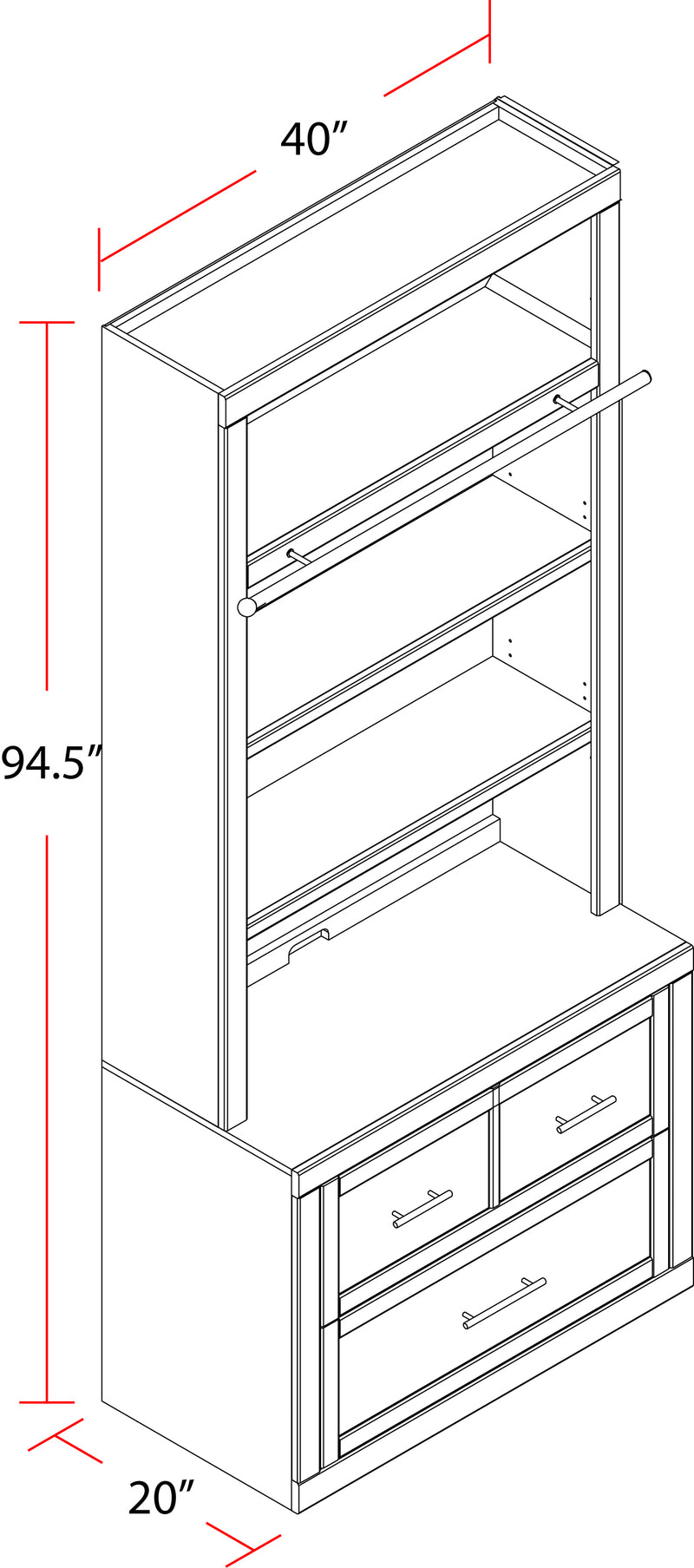 Parker House Catalina 40 In. Lateral File and Hutch