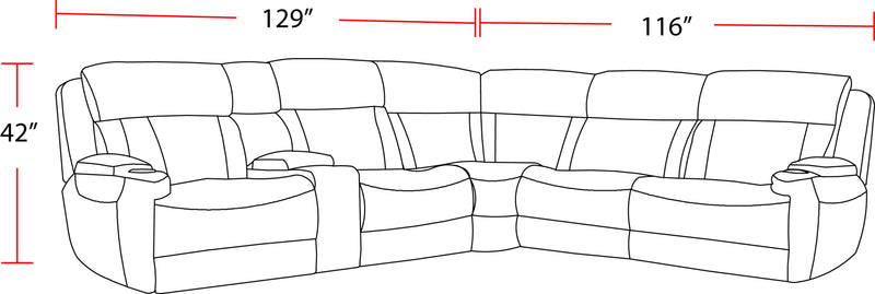 Parker Living Dalton - Lucky Charcoal 6 Piece Modular Power Reclining Sectional with Power Adjustable Headrests