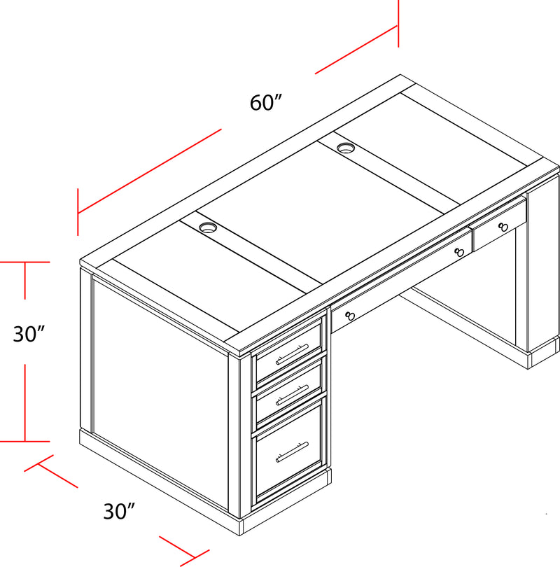 Parker House Catalina 60 In. Writing Desk with Power Center and USB