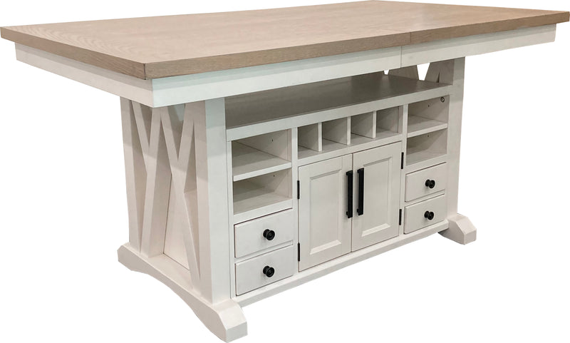 Parker House Americana Modern Dining Island Counter Height Table with 6 upholstered chairs