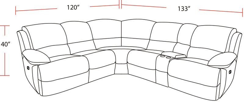 Parker Living Gladiator - Sky 6 Piece Modular Power Reclining Sectional with Power Adjustable Headrests