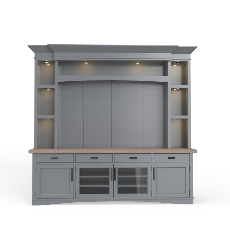 Parker House Americana Modern - Dove 92 In. TV Console with Hutch Back Panel and LED Lights