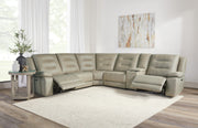 Parker Living Caldwell - Tahoe Fog 6 Piece Modular Power Reclining Sectional with Power Adjustable Headrests