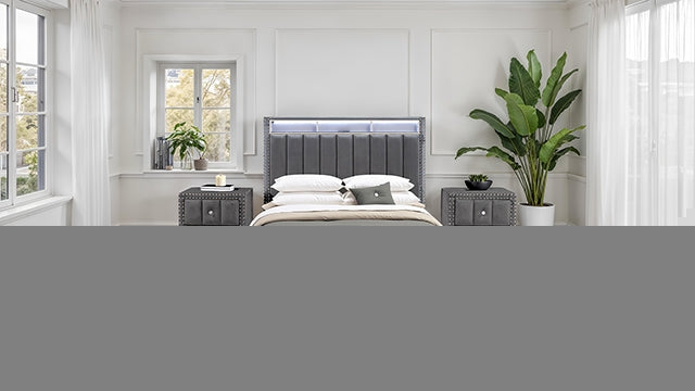 Farese Queen Bed w/ 2 Nightstands