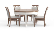 Parker House Americana Modern Dining 48 inch Round Extendable Dining Table and 4 Upholstered Chairs