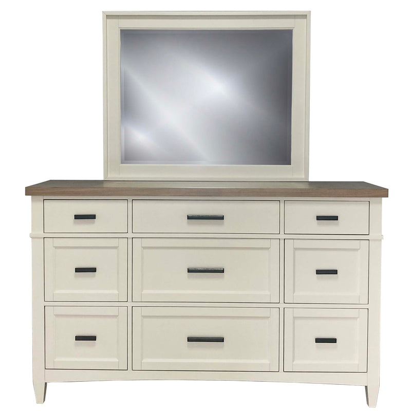 Parker House Americana Modern Bedroom King Shelter Bed with 2 Nightstands and Dresser with Mirror