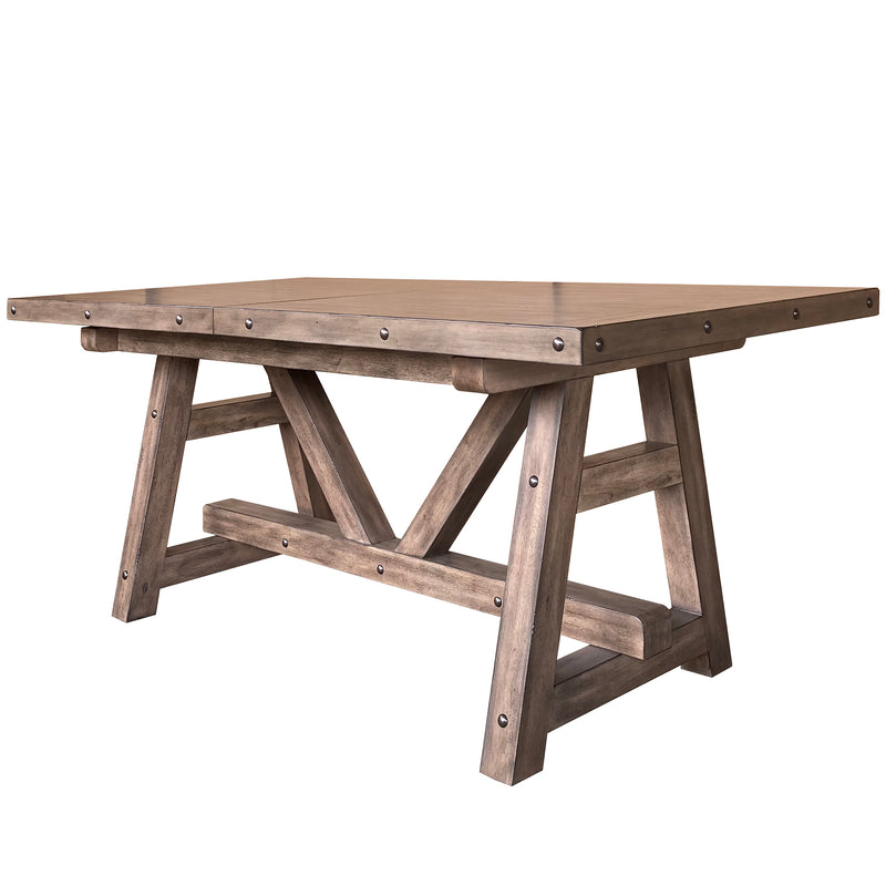 Parker House Lodge Dining Counter Table with 2 Sling Stools 2 X-Back Stools 1 Bench Buffet with Hutch