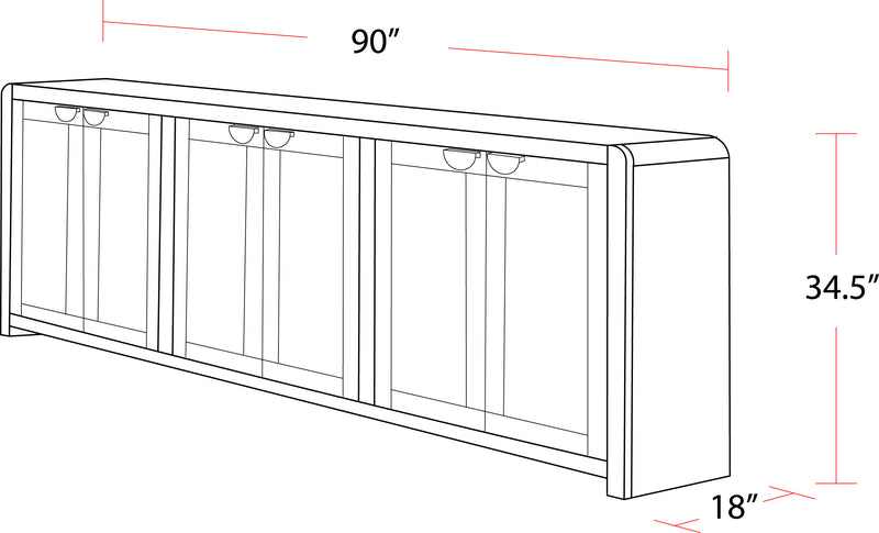 Parker House Escape 90 In. Console with Reversible Panel Doors