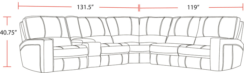 Parker Living Rockford - Verona Saddle 6 Piece Modular Power Reclining Sectional with Power Adjustable Headrests