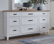 Parker House Americana Modern Bedroom Queen Shelter Bed with Dresser and Mirror