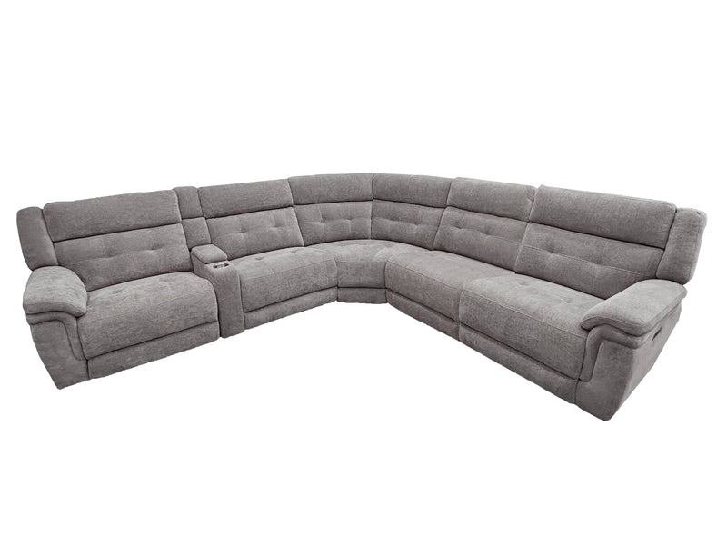Parker Living Richland - Bristol Grey 6 Piece Modular Power Reclining Sectional with Power Adjustable Headrests