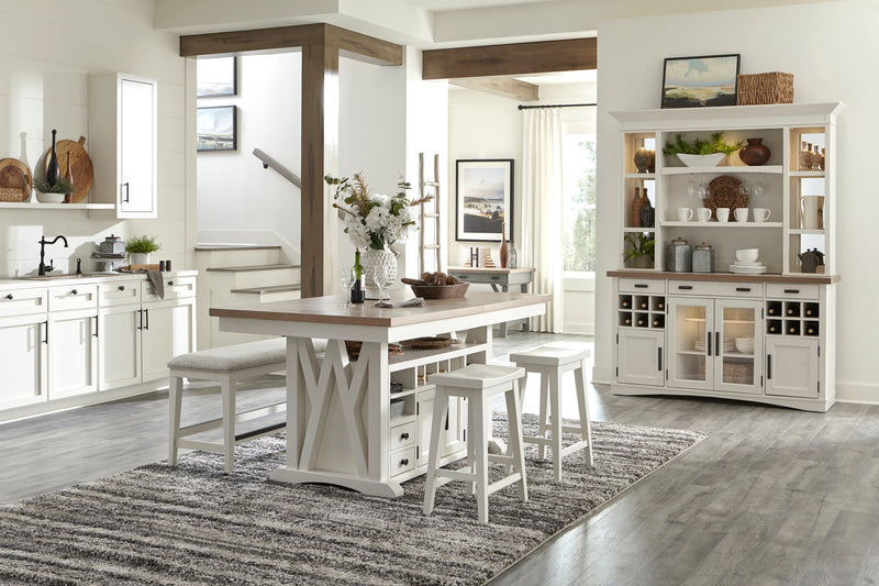 Parker House Americana Modern Dining 69 In. Buffet and Hutch with Quartz Insert
