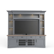 Parker House Americana Modern 92 Inch TV Console with Hutch Back Panel and LED Lights