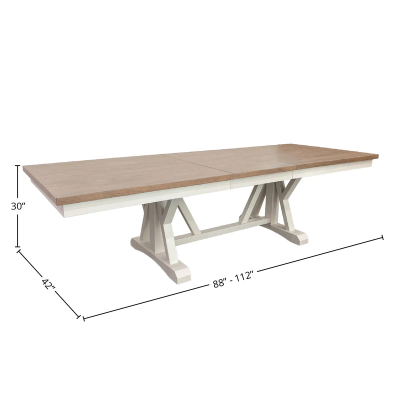 Parker House Americana Modern Dining Extendable Trestle Table with 8 Upholstered Chairs