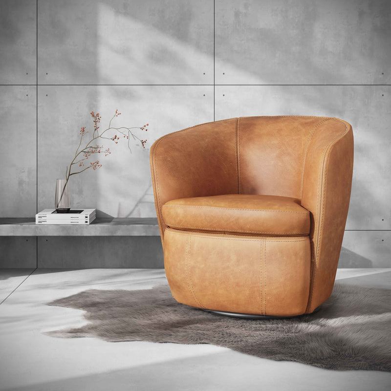 Parker Living Barolo - Vintage Caramel 100% Italian Leather Swivel Club Chair