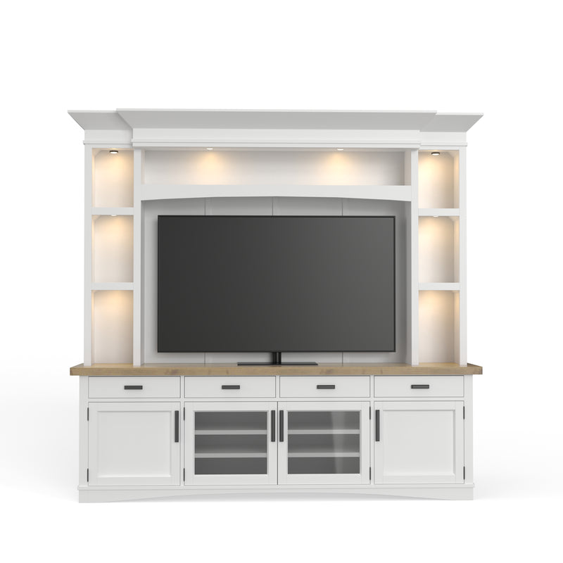 Parker House Americana Modern 92 Inch TV Console with Hutch Back Panel and LED Lights