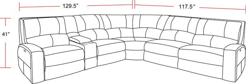 Parker Living Swift - Twilight 6 Piece Modular Power Reclining Sectional with Power Adjustable Headrests